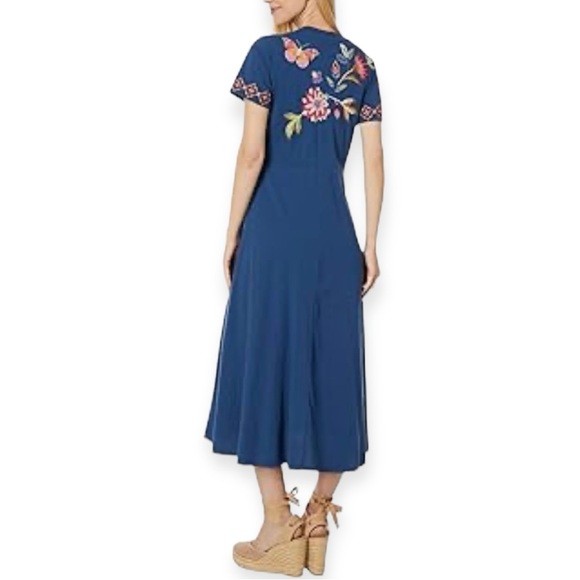 JOHNNY WAS Gracey Dress Crew Neck Swing Maxi Floral Butterfly Embroidery NWT - Picture 11 of 13